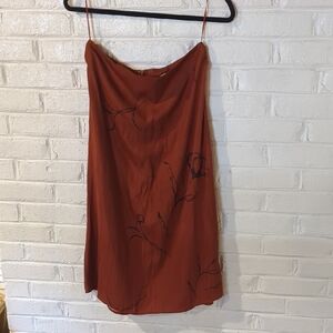 Chic Rust Floral A-Line Skirt